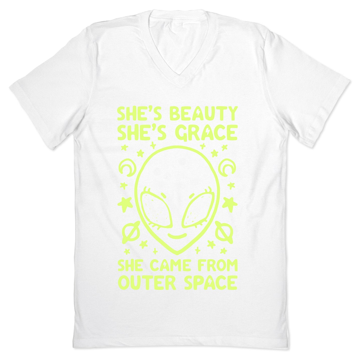 She's Beauty She's Grace She Came From Outer Space V-Neck