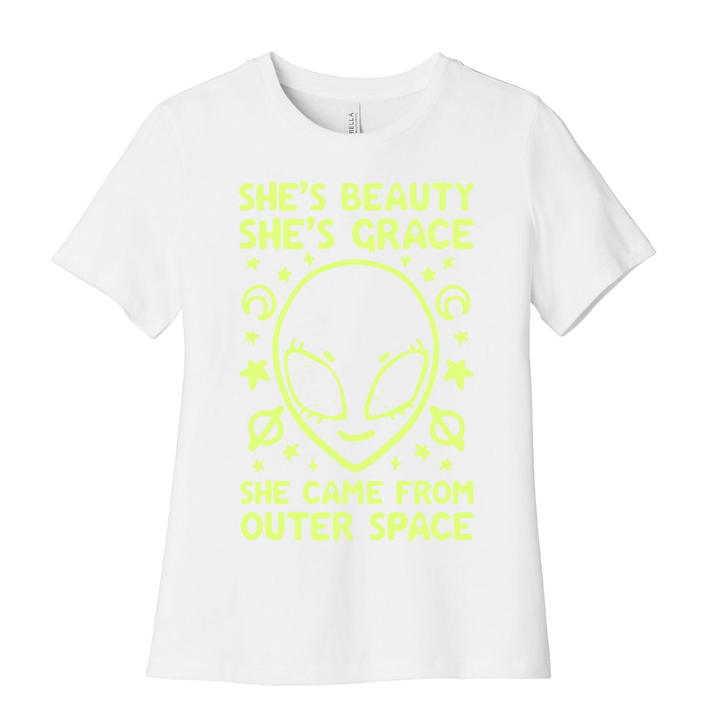 She's Beauty She's Grace She Came From Outer Space Women's Cotton Tee