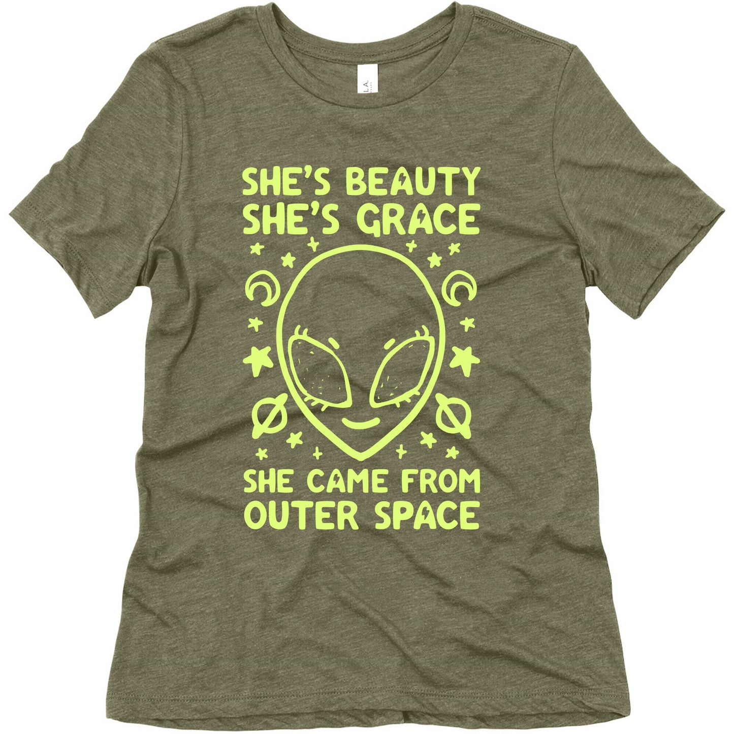 She's Beauty She's Grace She Came From Outer Space Women's Triblend Tee