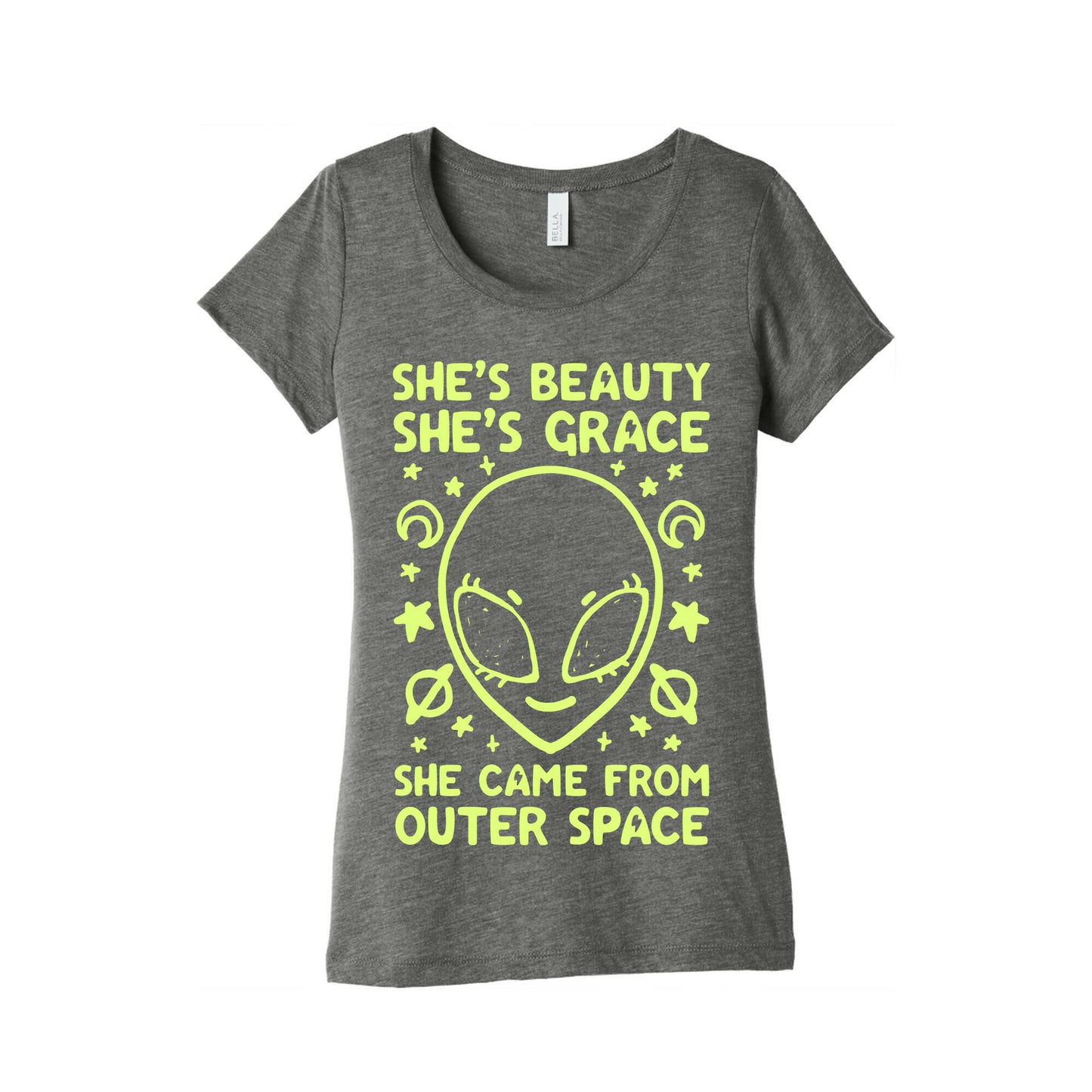 She's Beauty She's Grace She Came From Outer Space Women's Triblend Tee