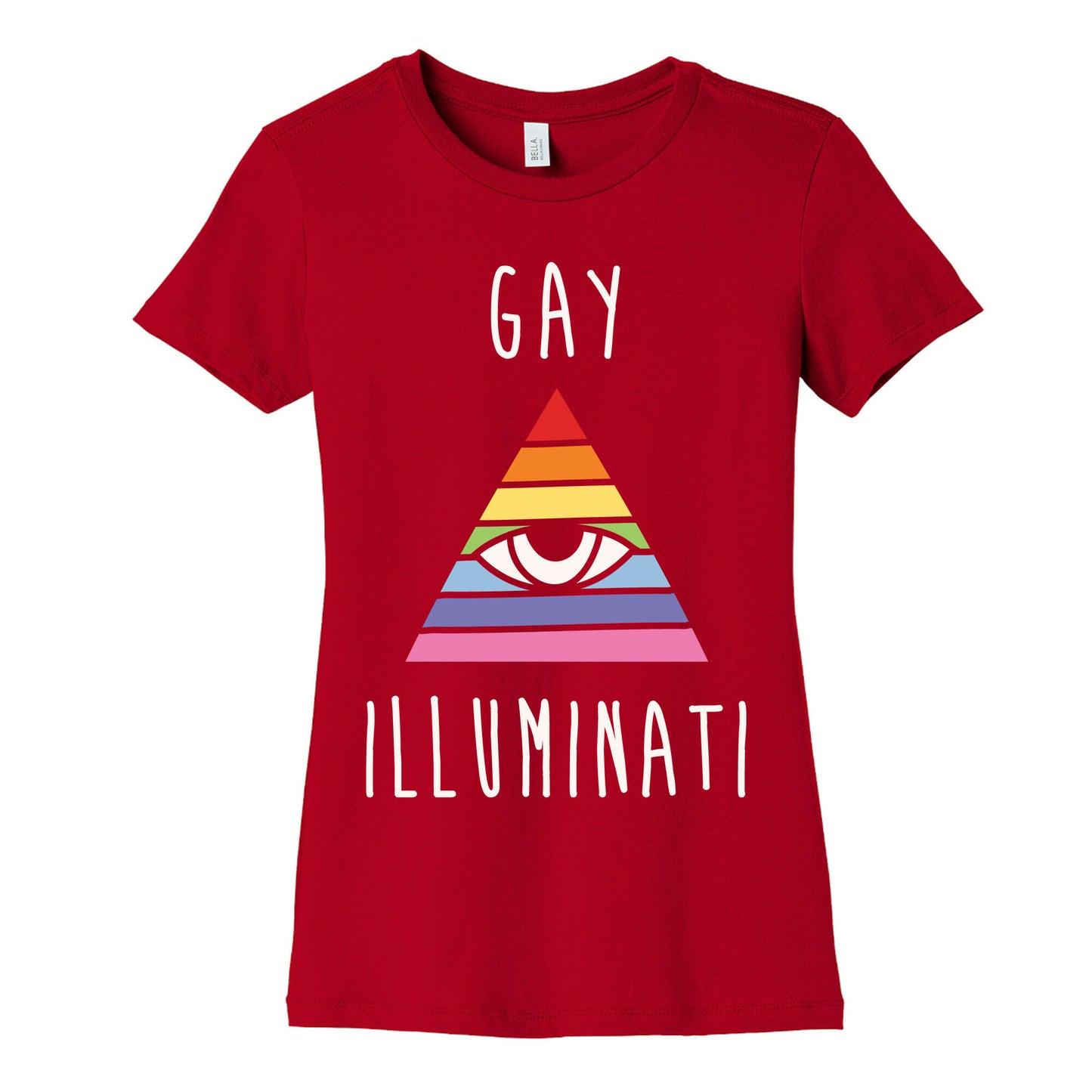 Gay Illuminati White Print Women's Cotton Tee