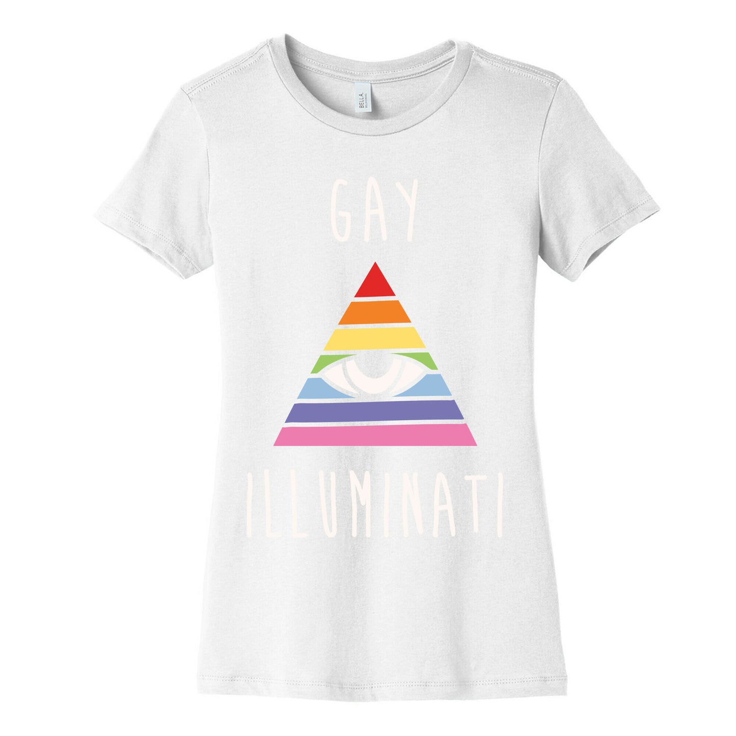 Gay Illuminati White Print Women's Cotton Tee