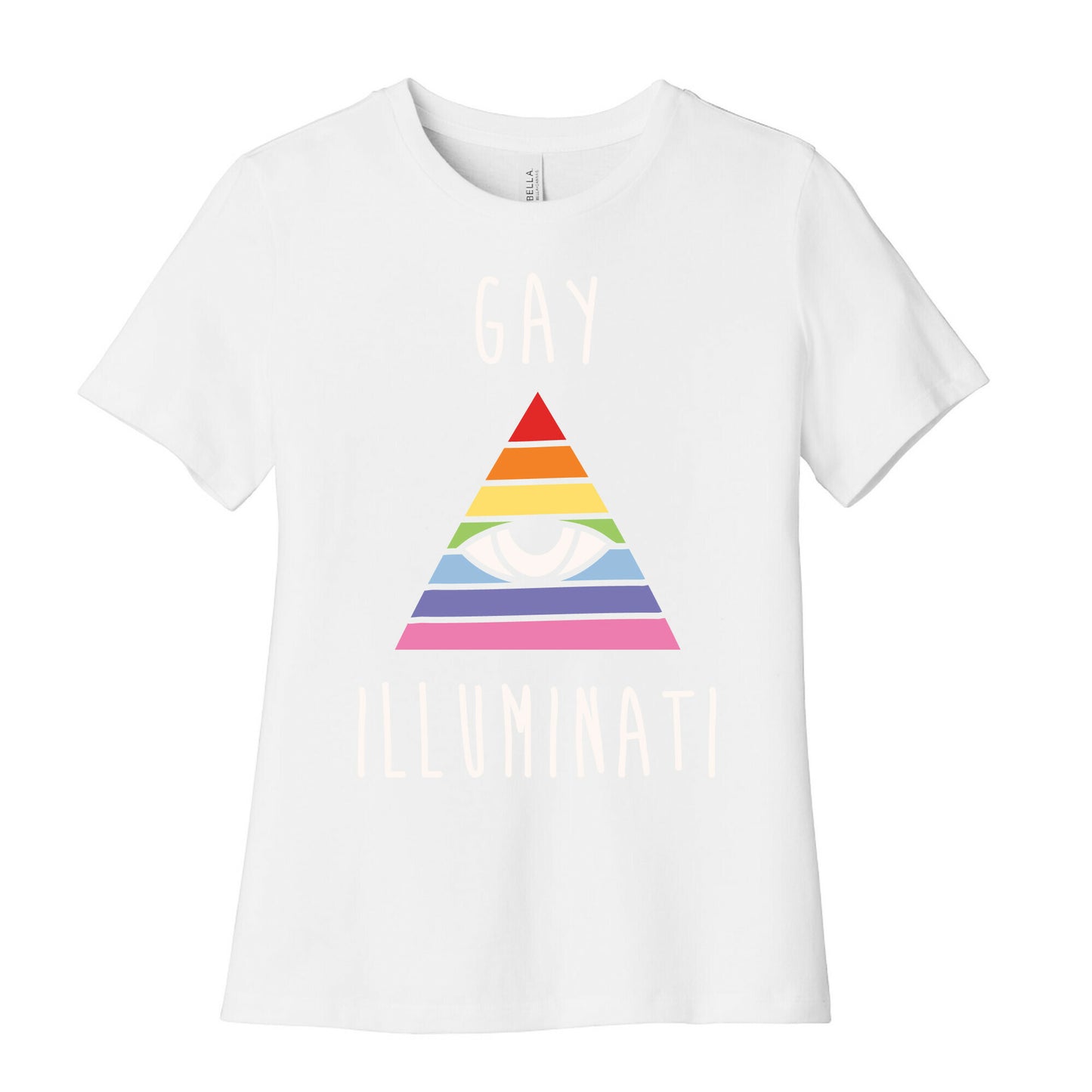 Gay Illuminati White Print Women's Cotton Tee