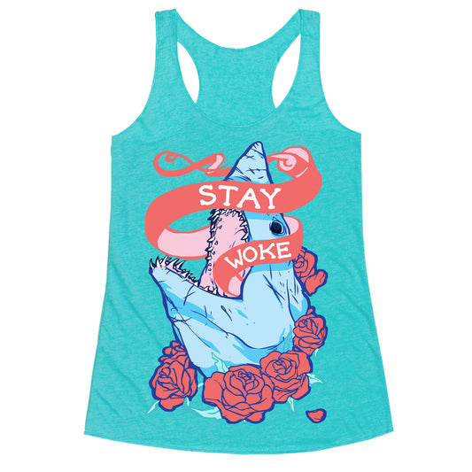 Stay Woke Shark Racerback Tank