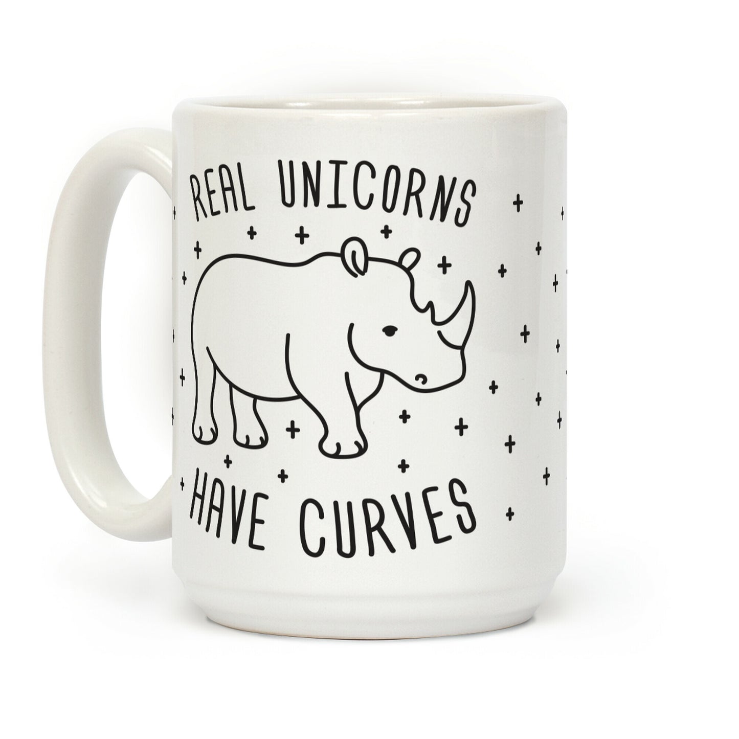 Real Unicorns Have Curves Black and White Coffee Mug