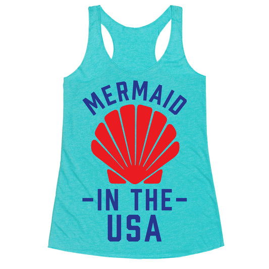 Mermaid In The USA Racerback Tank