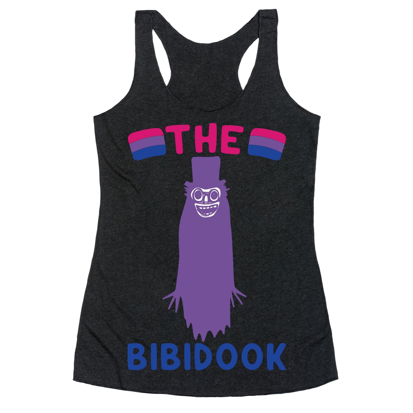 The Bibidook Parody White Print Racerback Tank