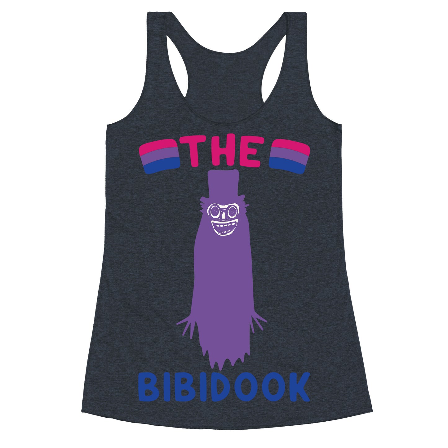 The Bibidook Parody White Print Racerback Tank