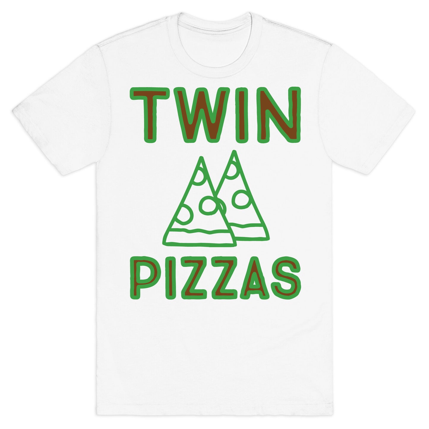 Twin Pizzas Parody White Print T-Shirt