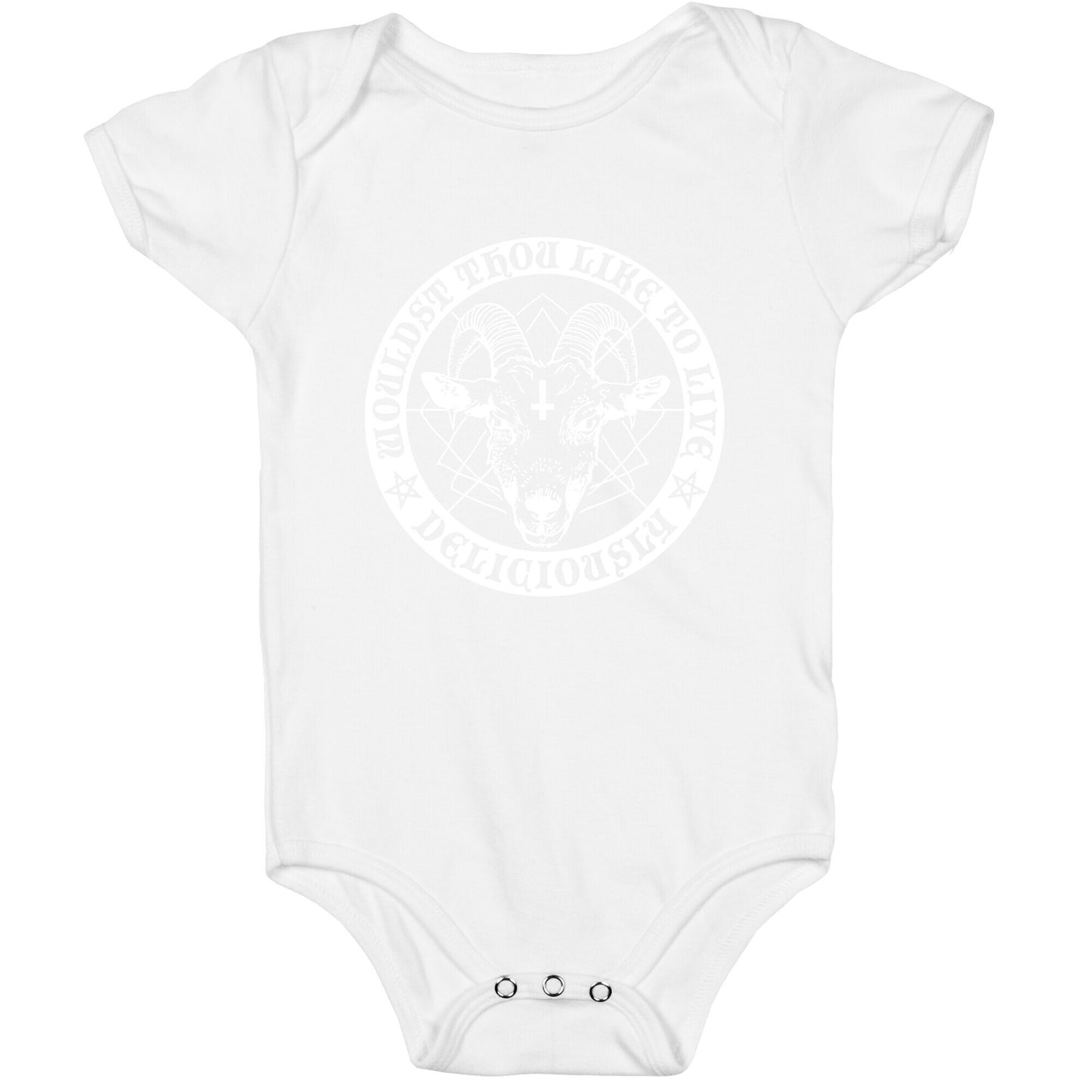 Black Philip: Wouldst Thou Like To Live Deliciously Baby One Piece