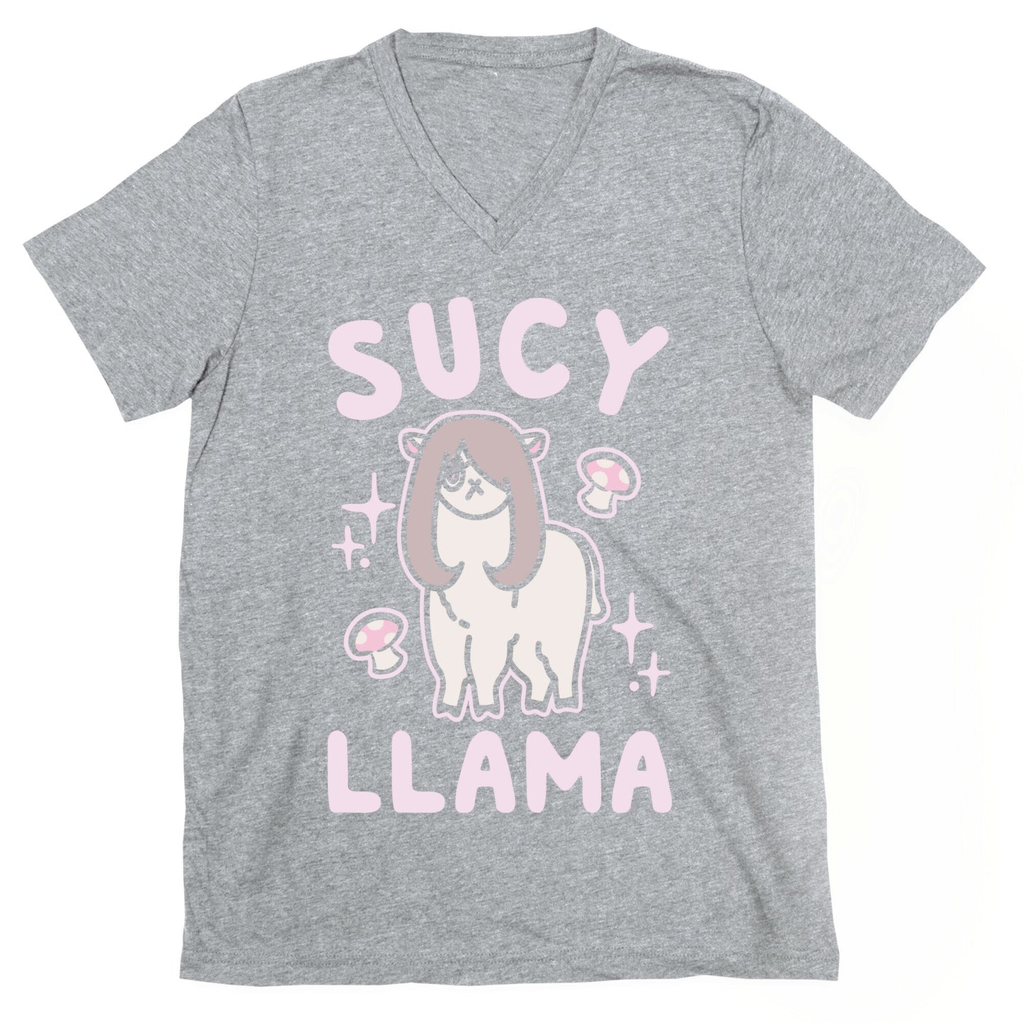Sucy Llama Parody White Print V-Neck