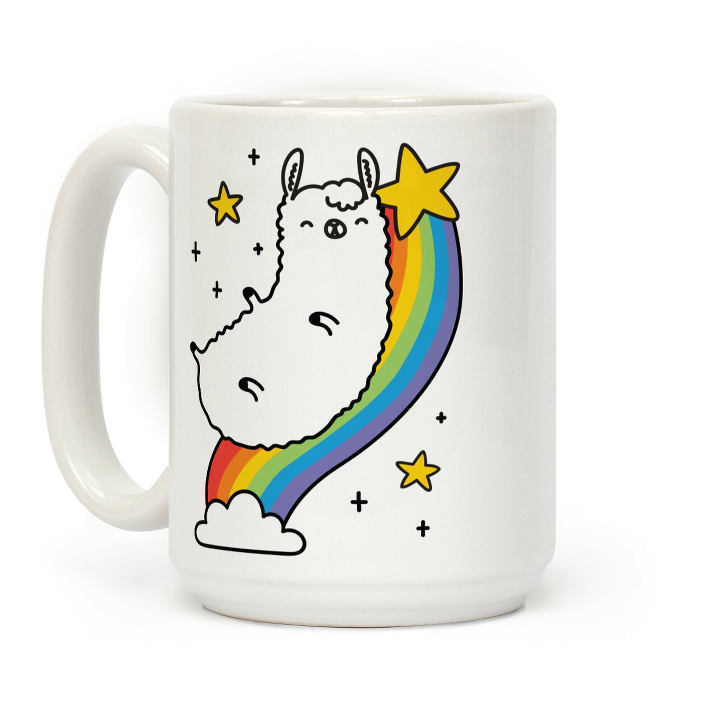 Llama On A Rainbow Coffee Mug