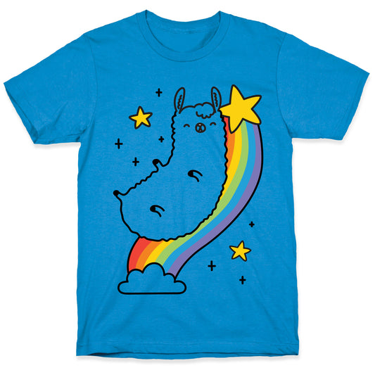 Llama On A Rainbow T-Shirt