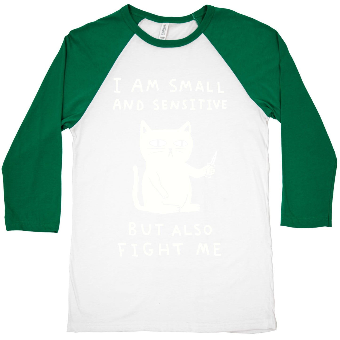 I Am Small And Sensitive But Also Fight Me Cat Baseball Tee