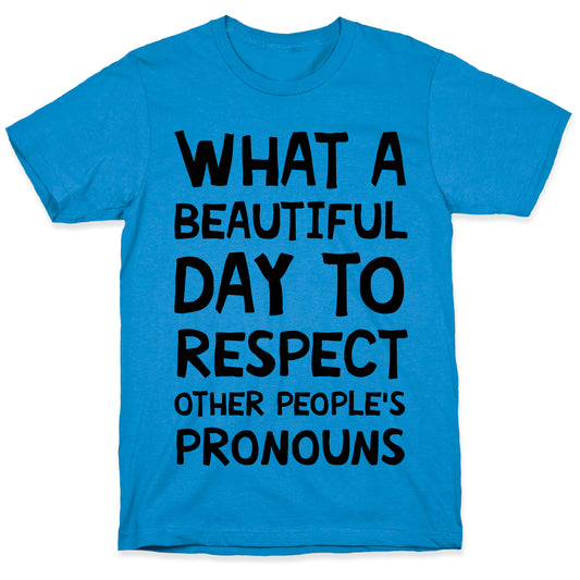 What A Beautiful Day To Respect Other People's Pronouns T-Shirt