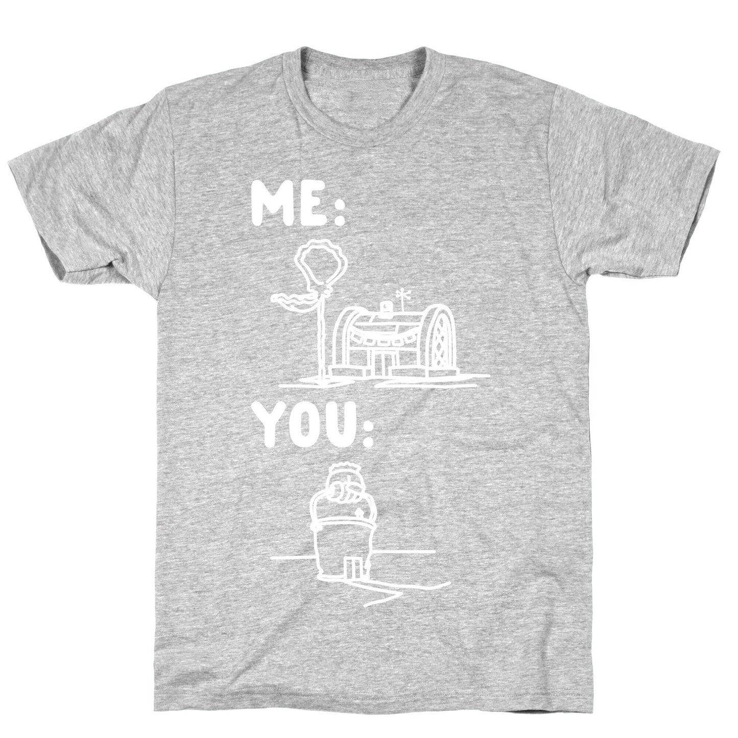 Me Vs. You Crust Chum Meme Parody White Print T-Shirt