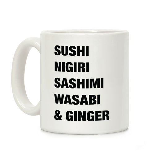 Sushi Nigiri Sashimi Wasabi & Ginger Coffee Mug
