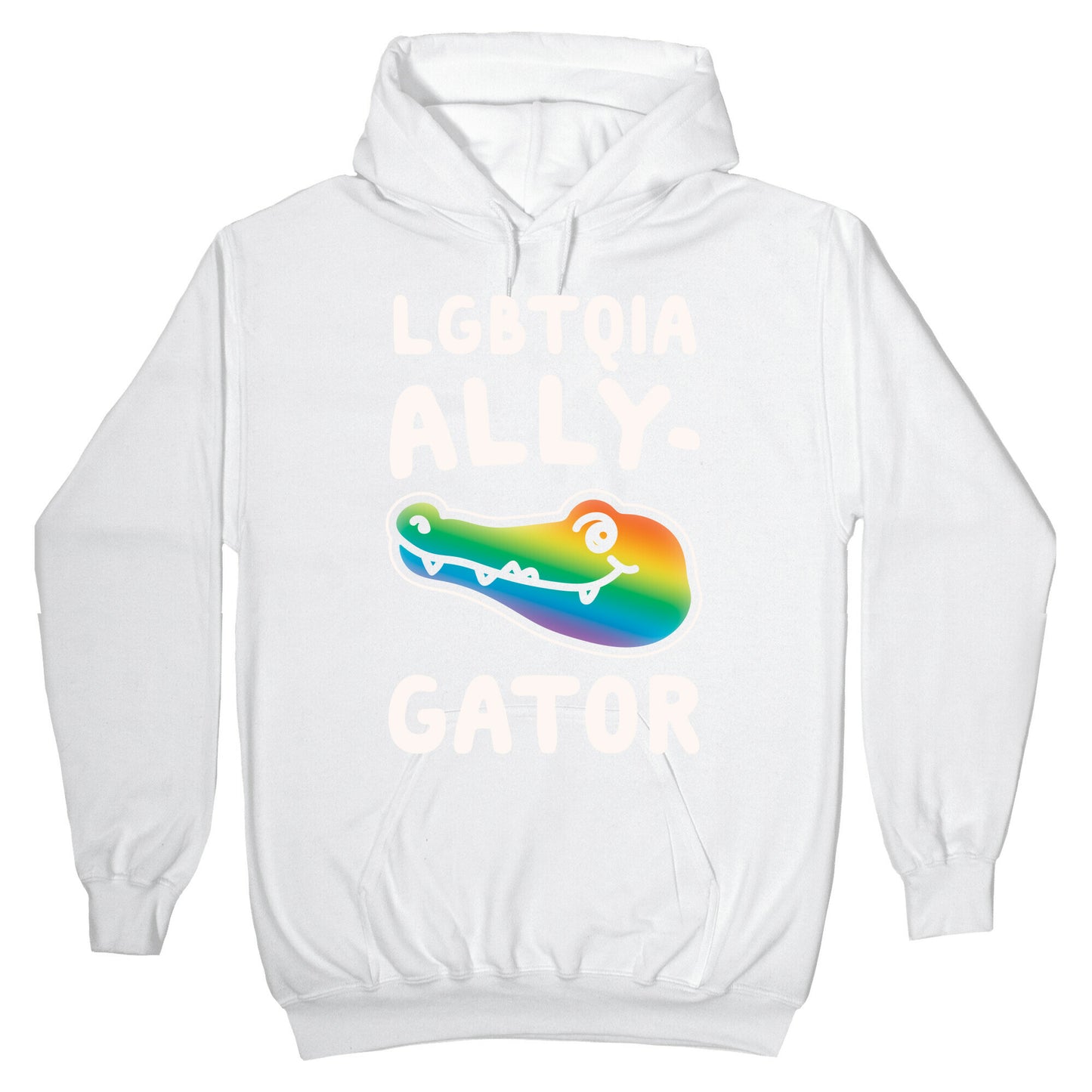 LGBTQIA Ally-Gator White Print Hoodie
