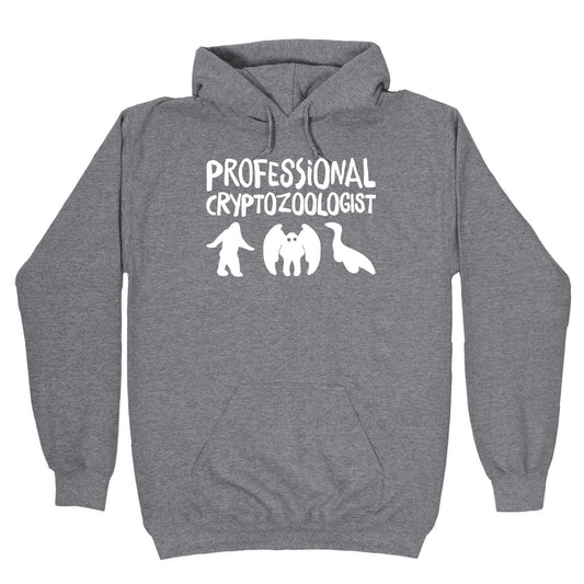 Professional Cryptozoologist White Print Hoodie