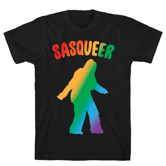 Sasqueer Parody White Print T-Shirt
