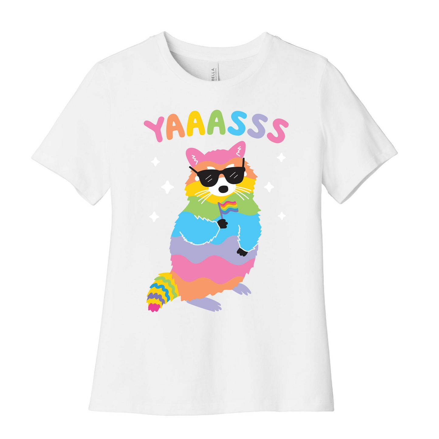 Yas Rainbow Raccoon Women's Cotton Tee
