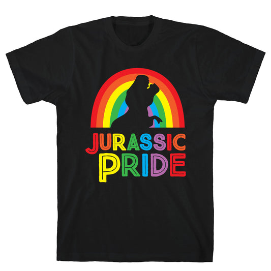Jurassic Pride Parody White Print T-Shirt