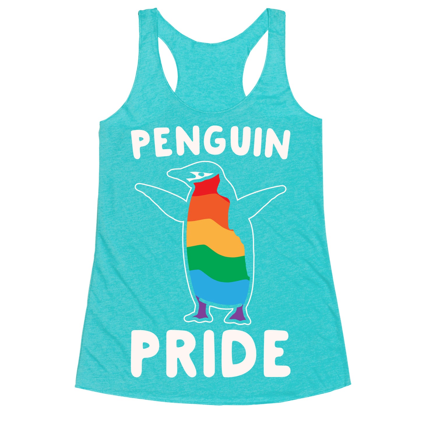 Penguin Pride White Print Racerback Tank