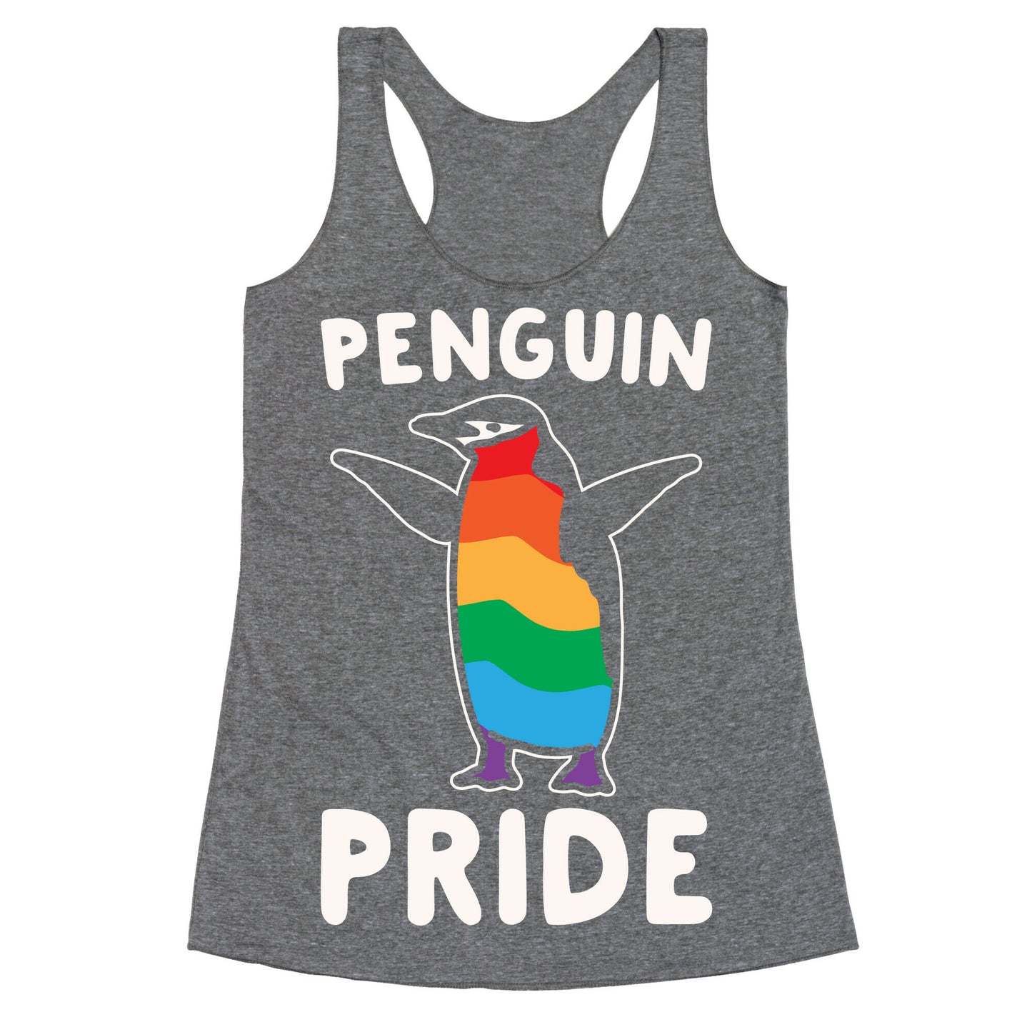 Penguin Pride White Print Racerback Tank
