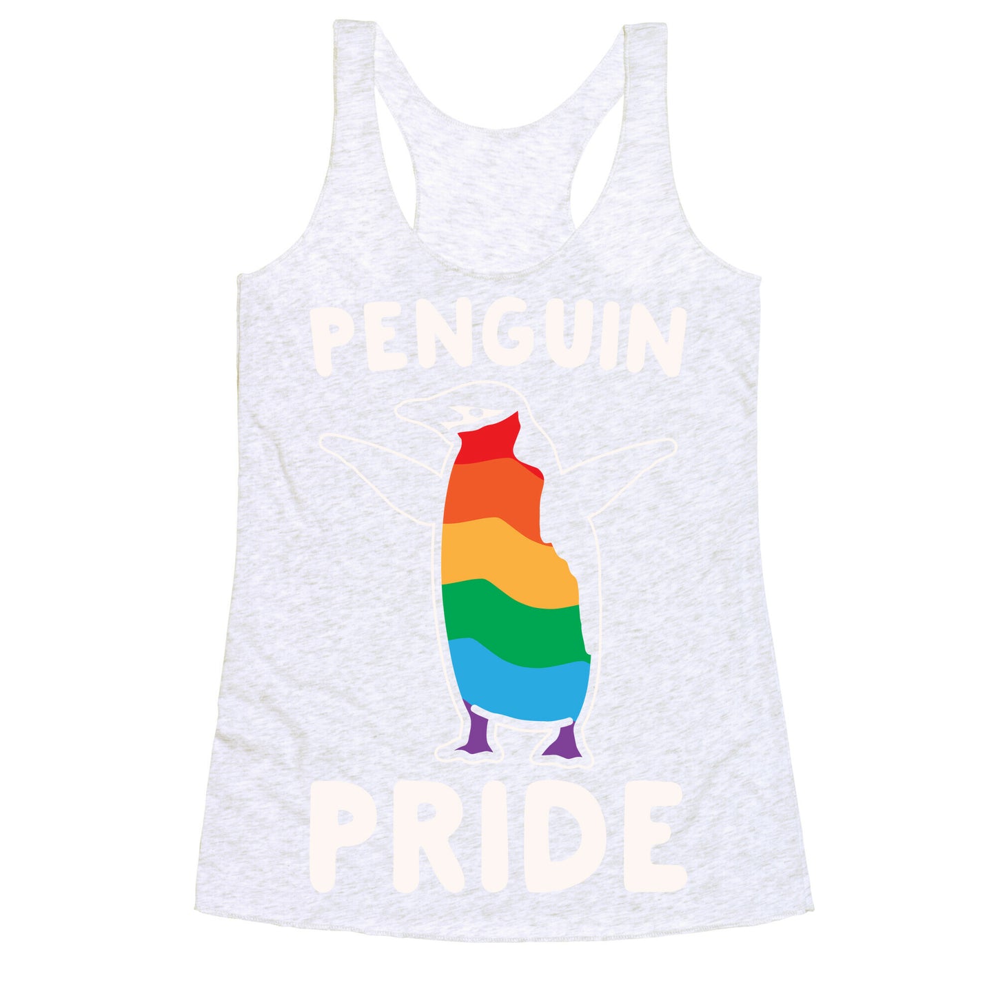 Penguin Pride White Print Racerback Tank
