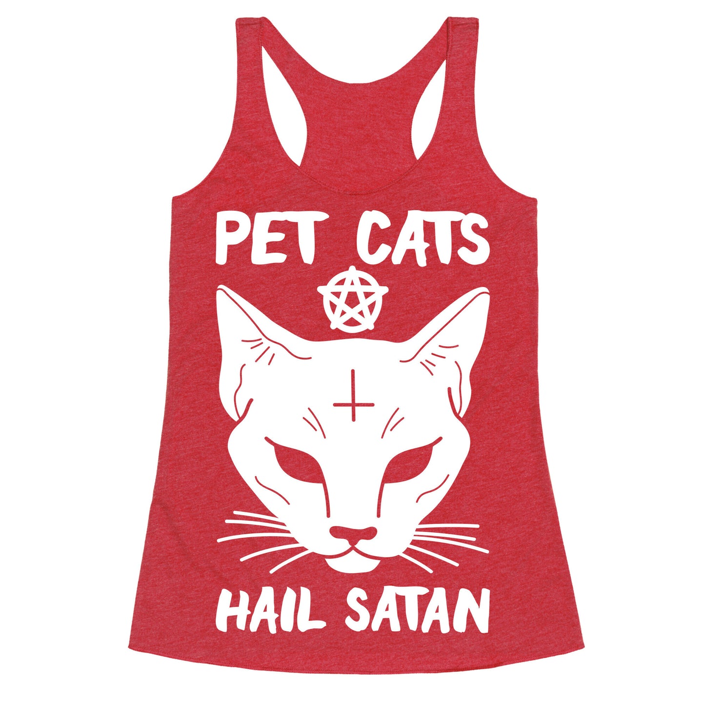 Pet Cats Hail Satan Sphynx Racerback Tank