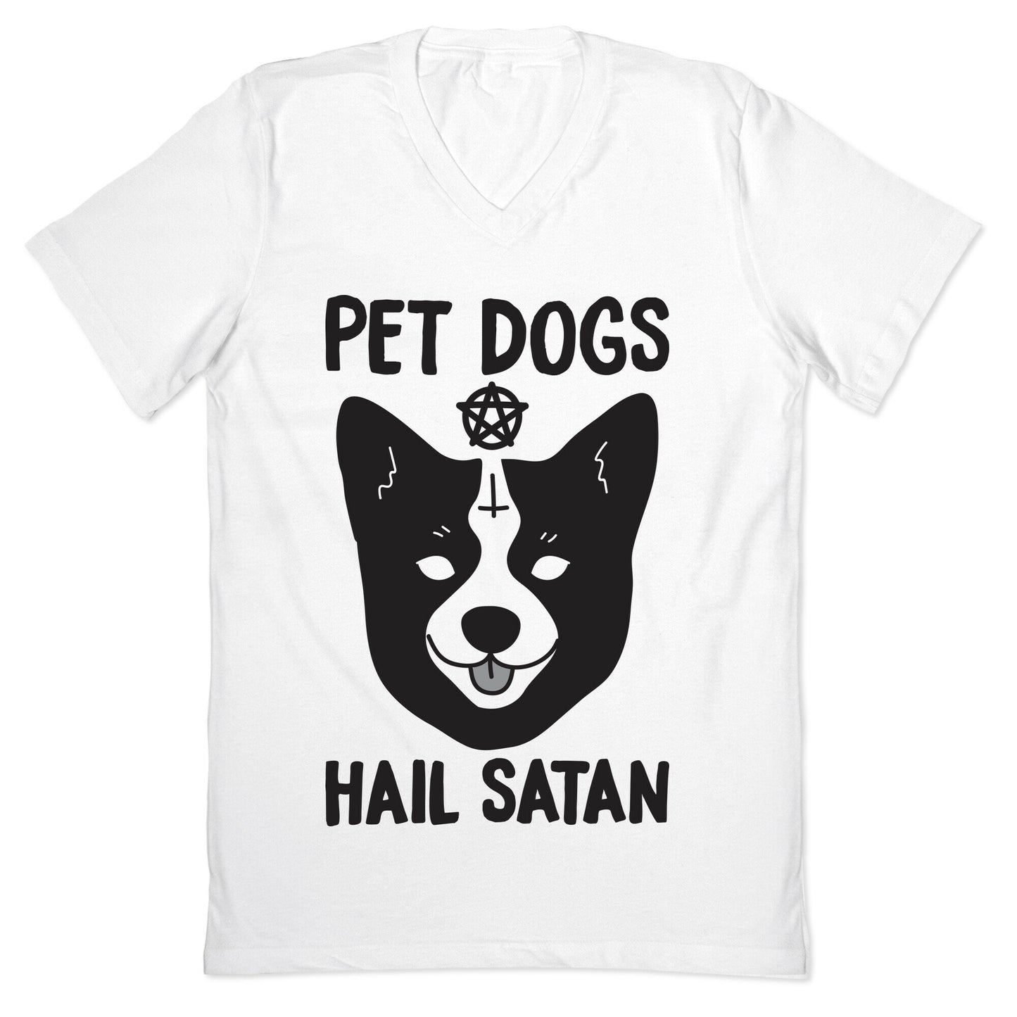 Pet Dogs Hail Satan Corgi V-Neck