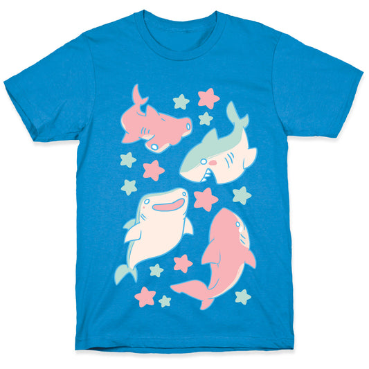 Happy Shark Pattern T-Shirt