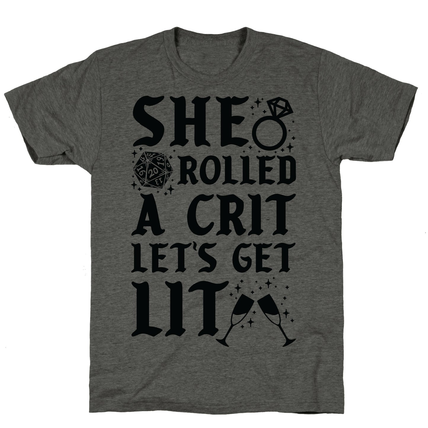 She Rolled a Crit Lets Get Lit Wedding Unisex Triblend Tee
