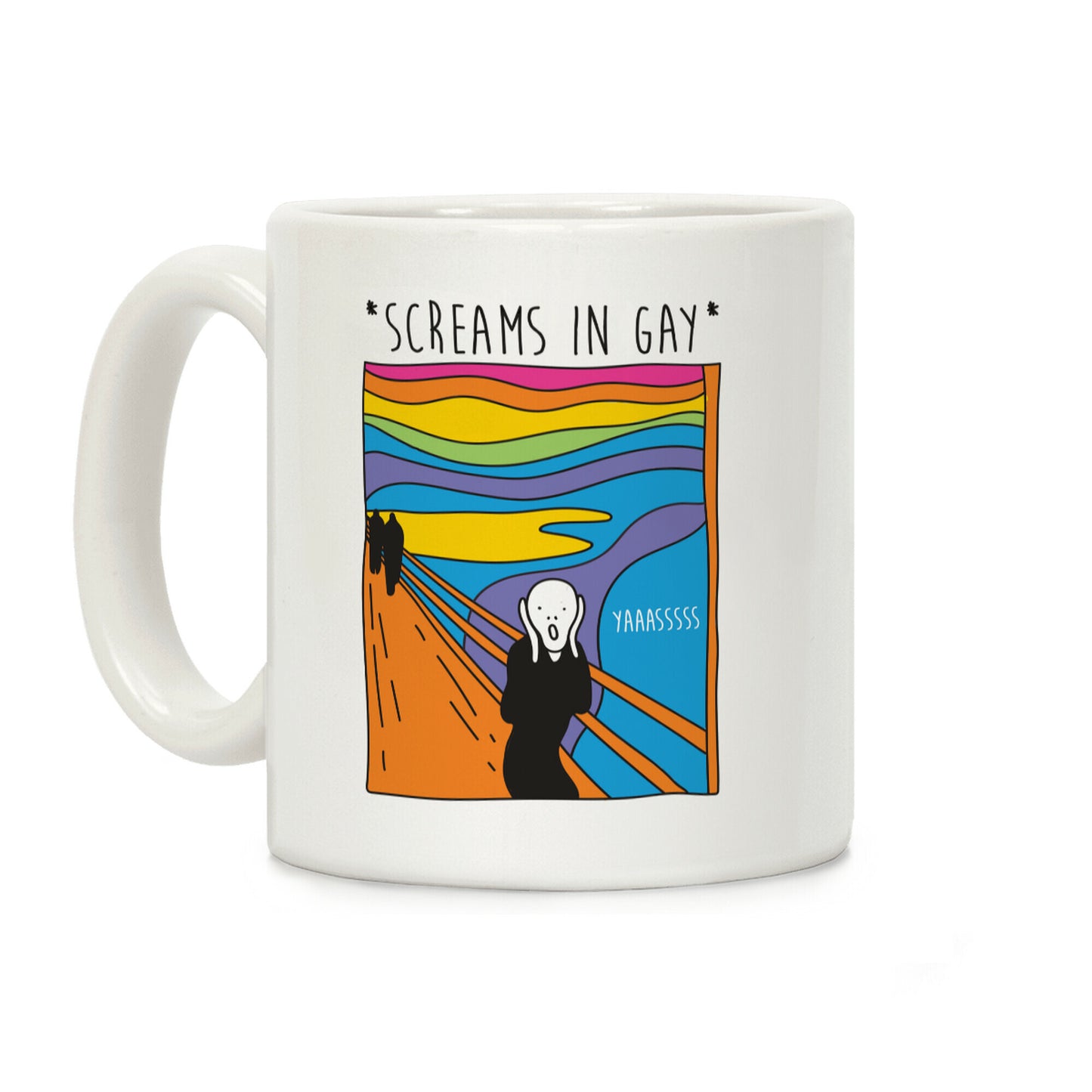 Screams In Gay Edvard Munch Parody Coffee Mug