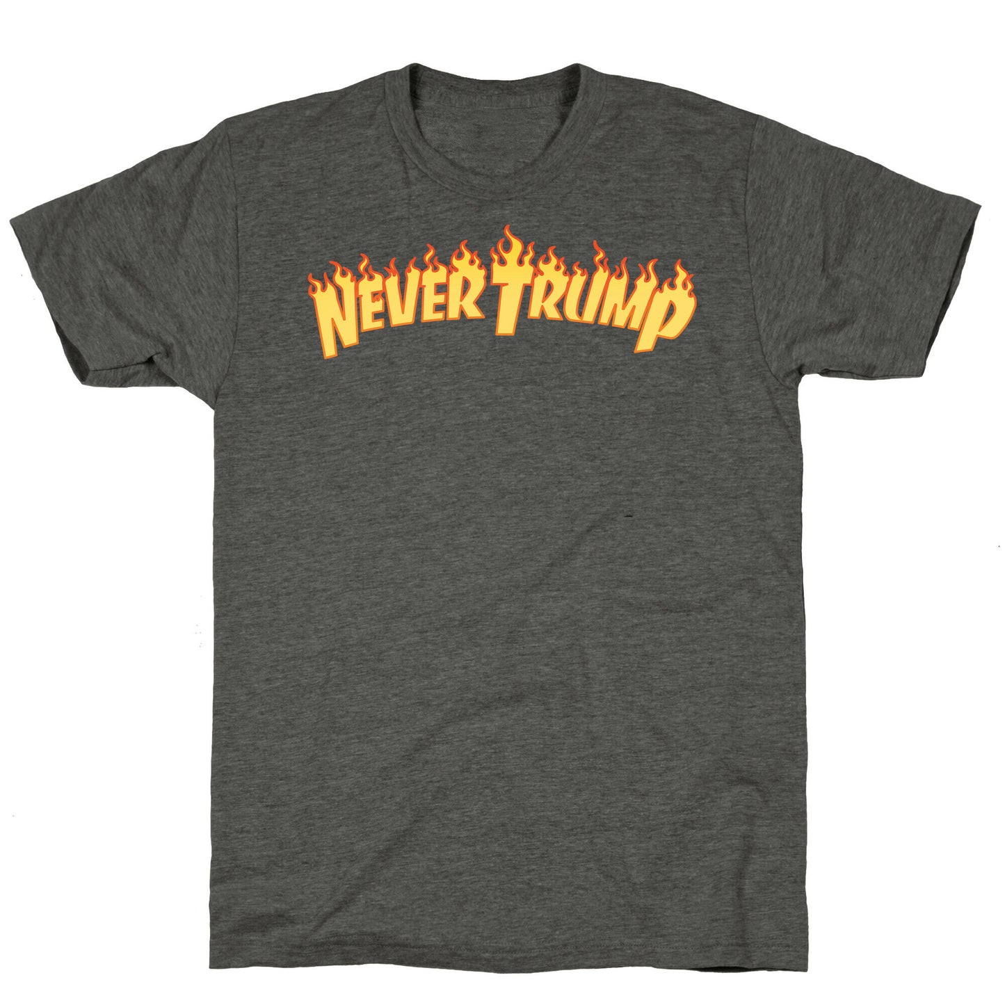 Never Trump Thrasher Logo Parody White Print Unisex Triblend Tee