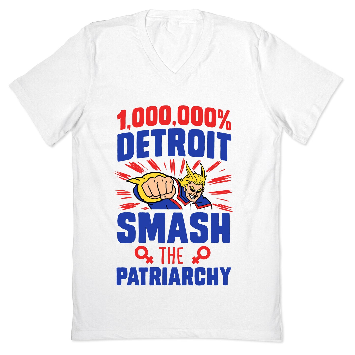 All Might Smash the Patriarchy (1000000 Detroit Smach) V-Neck