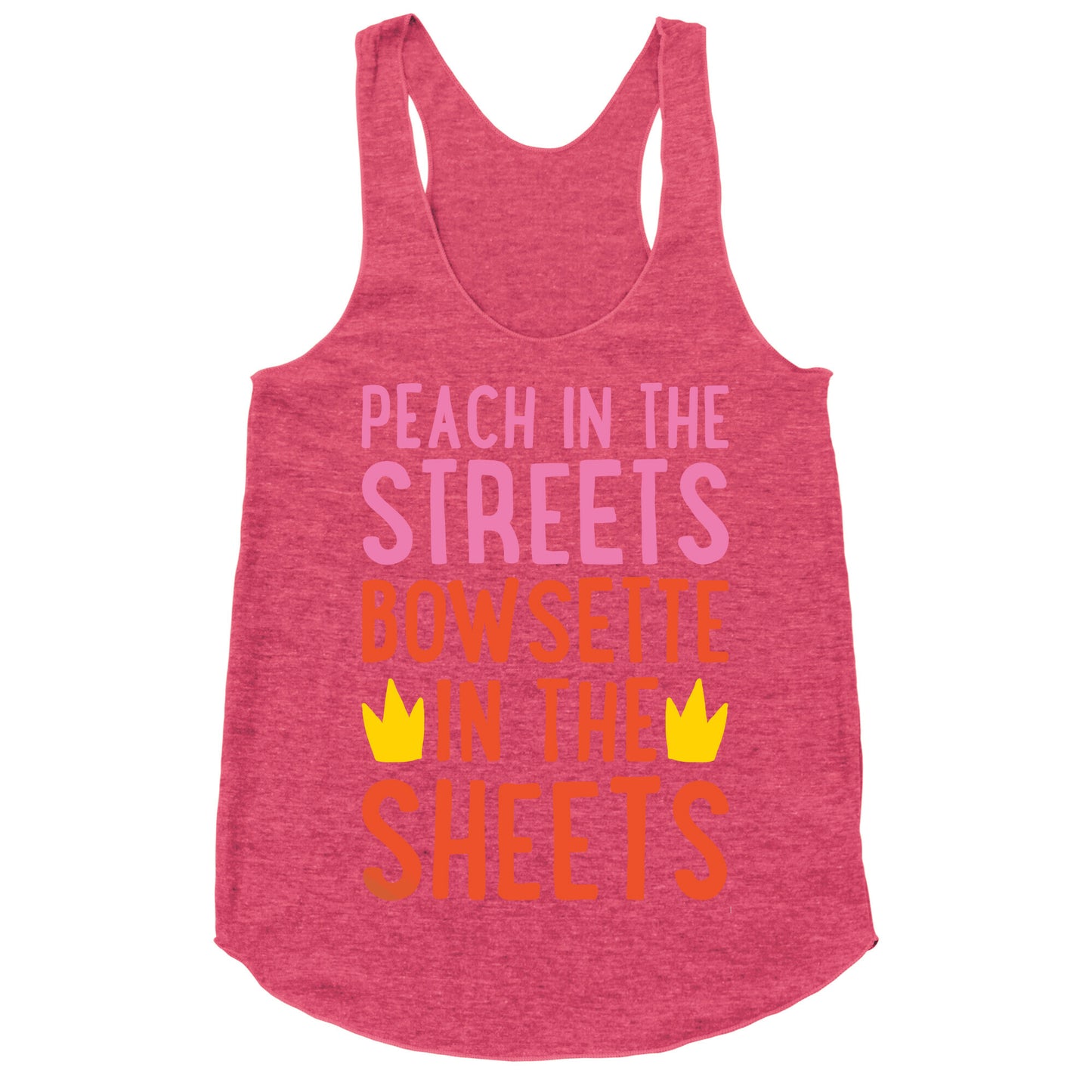 Peach In The Streets Bowsette In The Sheets Parody White Print Racerback Tank