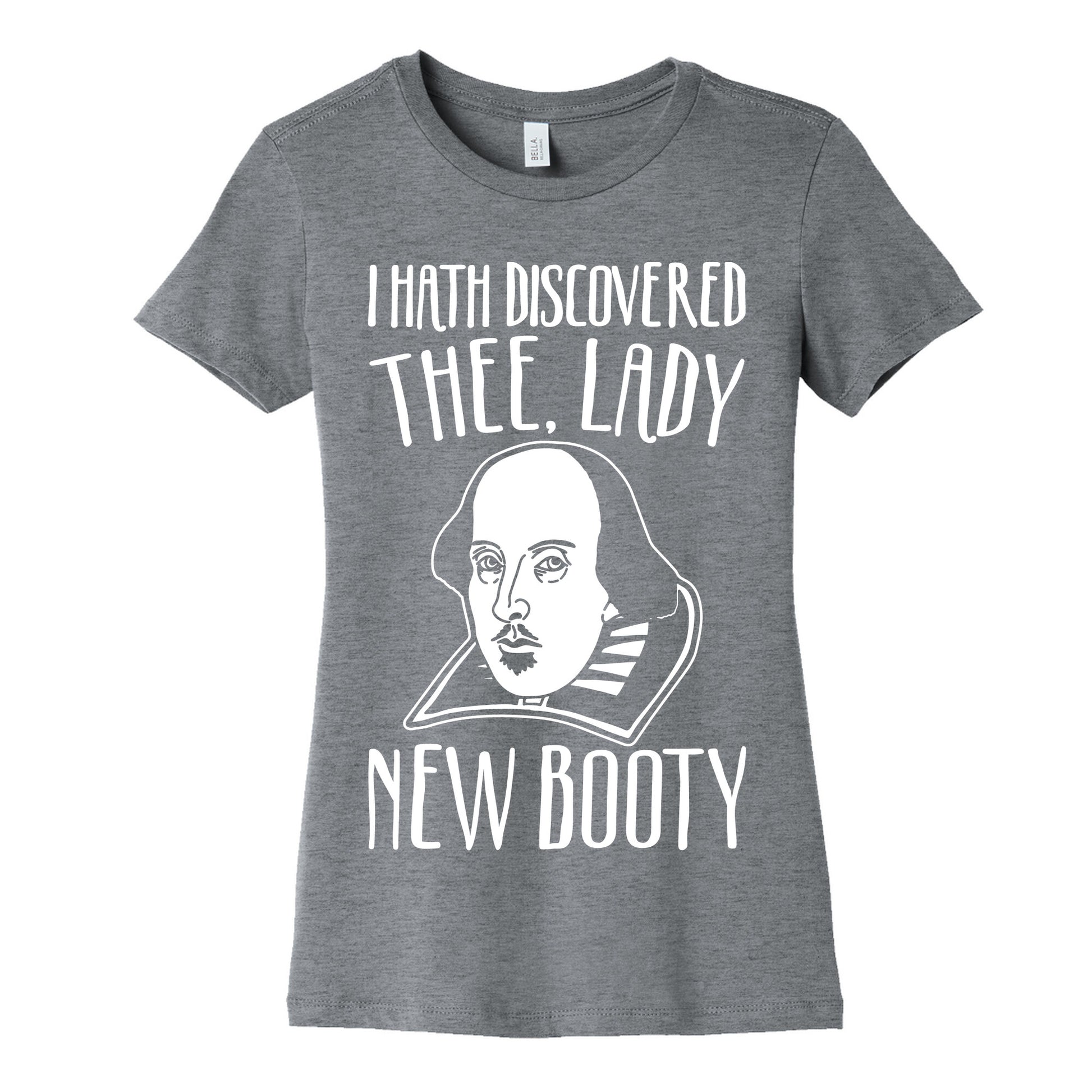 Shakespeare Miss New Booty Parody White Print Women's Cotton Tee