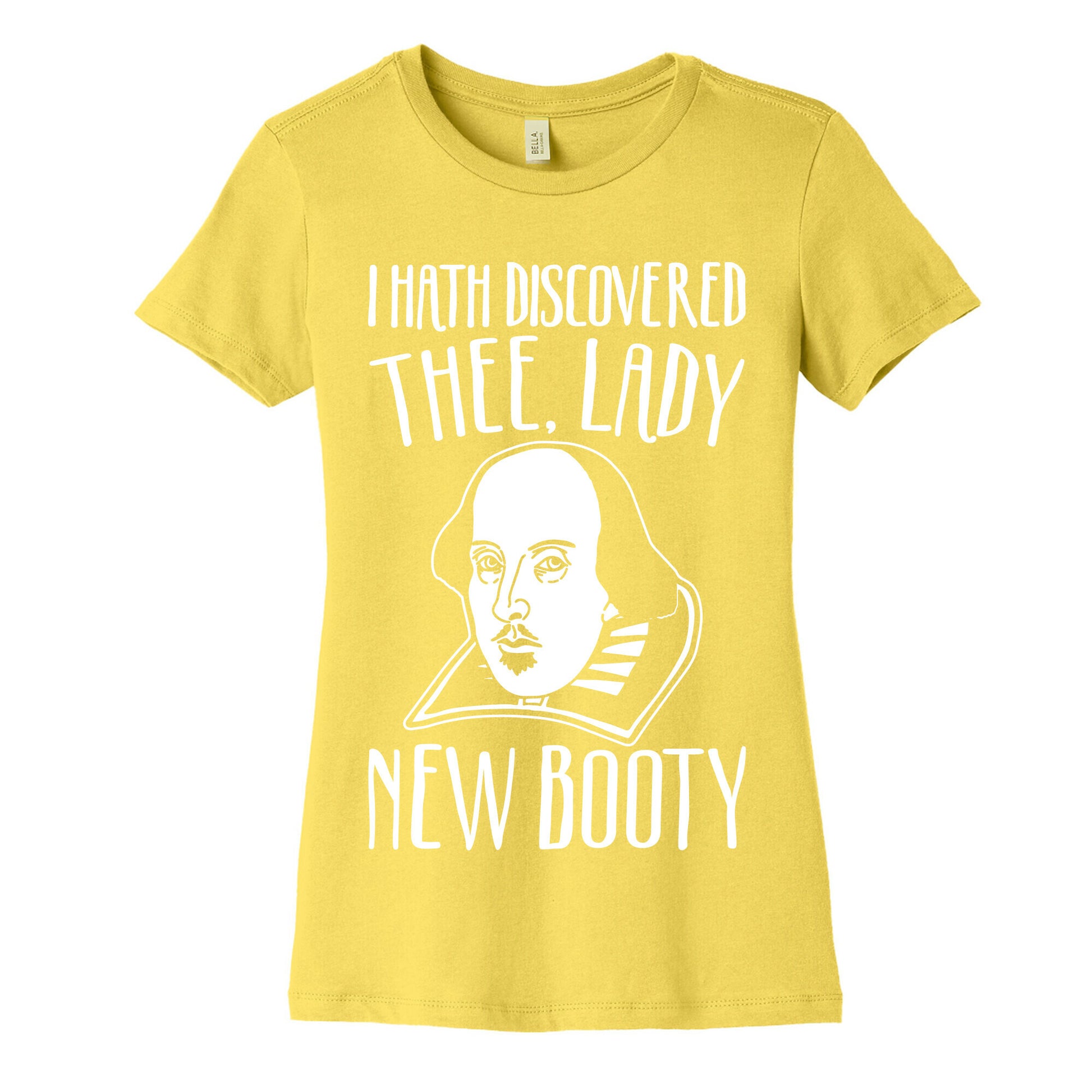 Shakespeare Miss New Booty Parody White Print Women's Cotton Tee