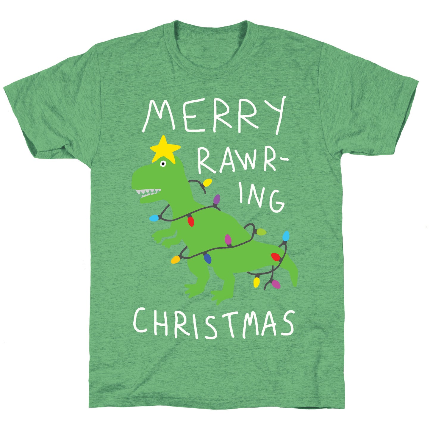 Merry Rawring Christmas Dinosaur Unisex Triblend Tee