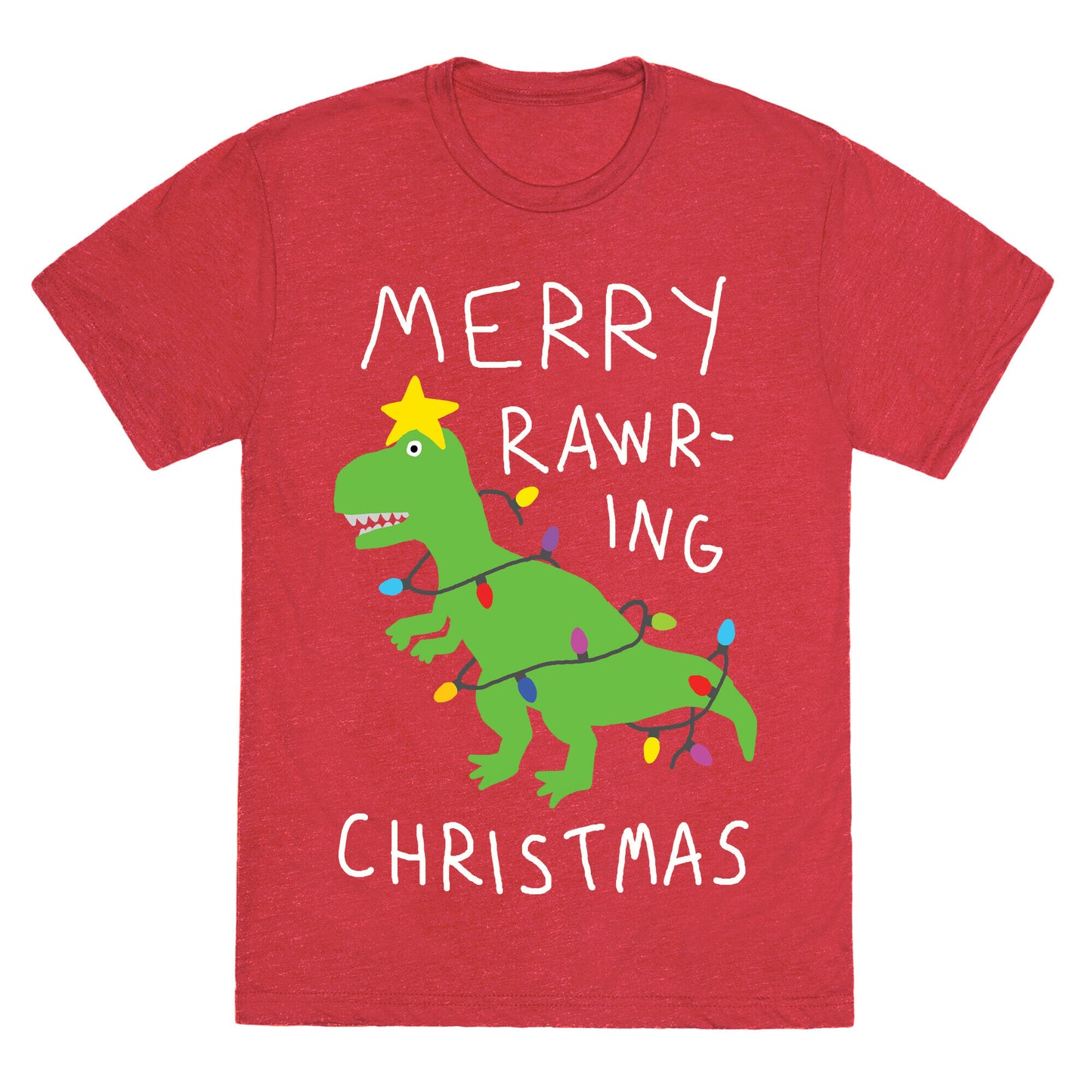 Merry Rawring Christmas Dinosaur Unisex Triblend Tee