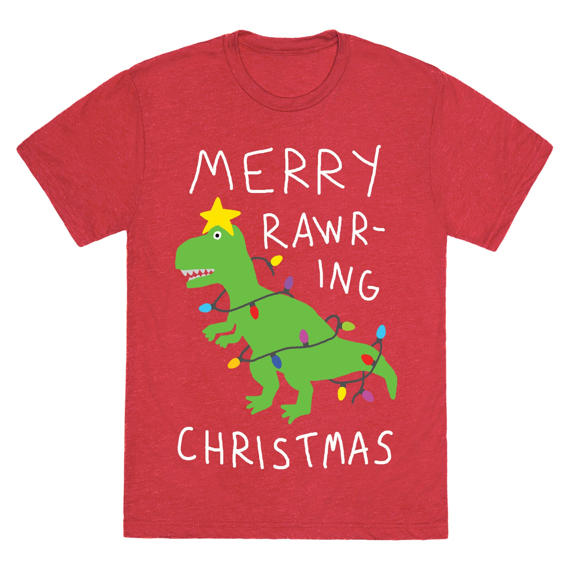 Merry Rawring Christmas Dinosaur Unisex Triblend Tee