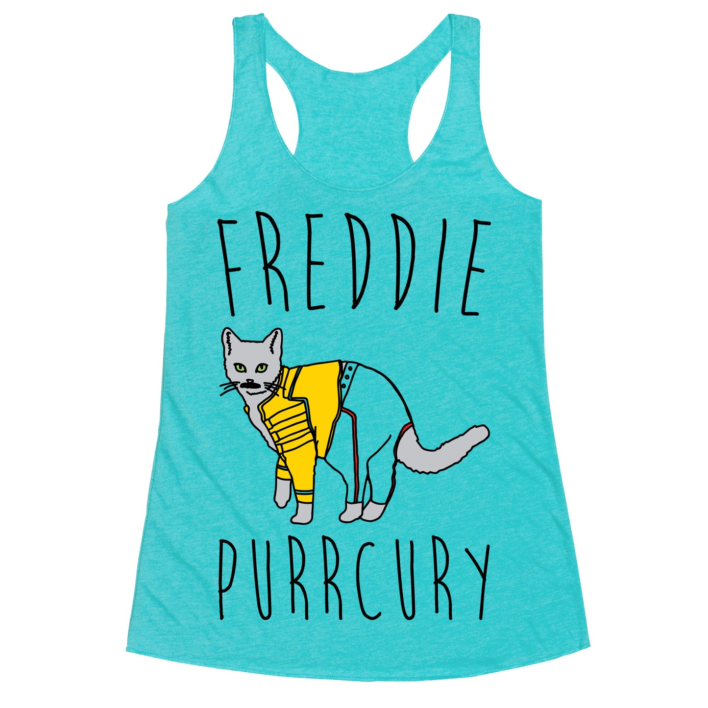 Freddie Purrcury Cat Parody Racerback Tank