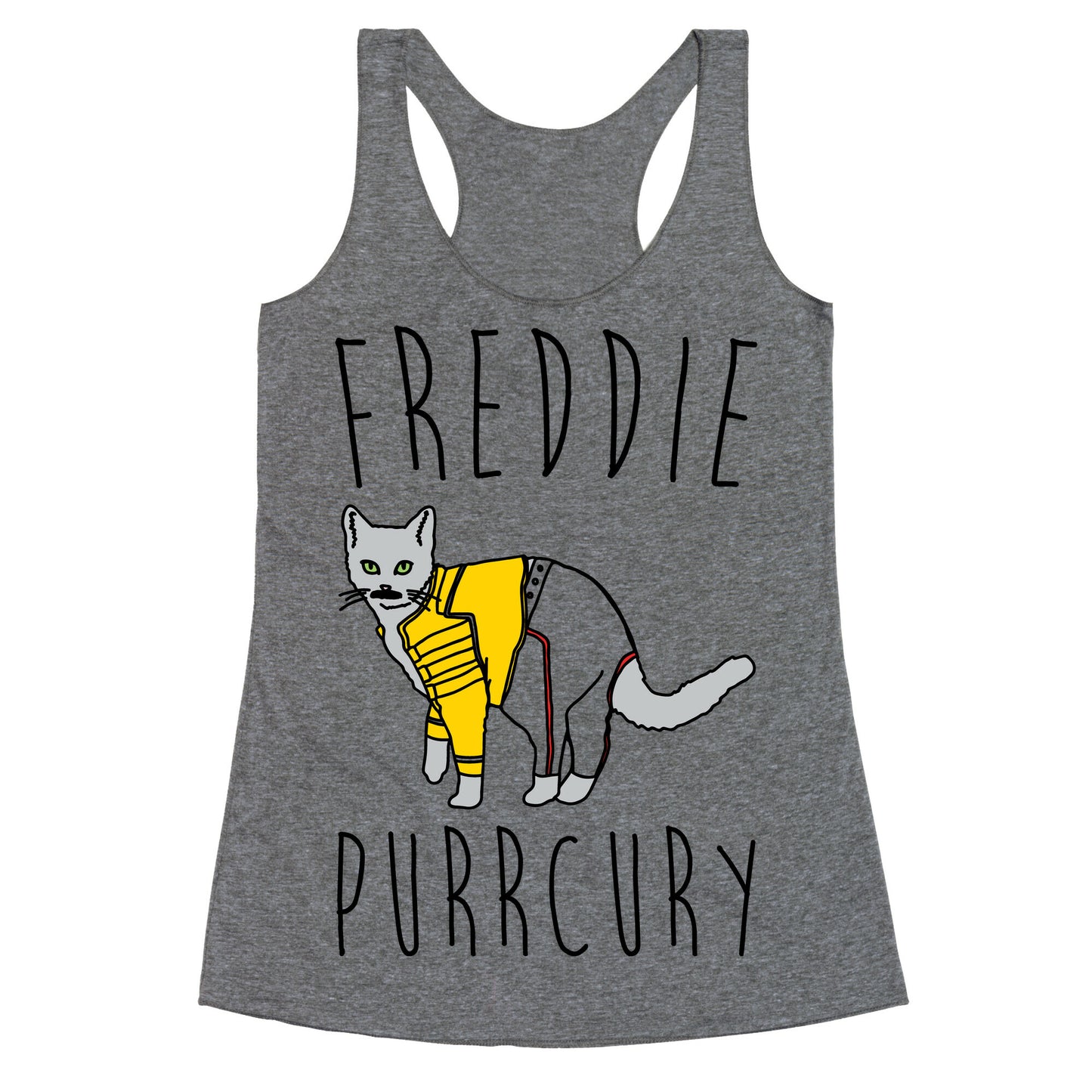 Freddie Purrcury Cat Parody Racerback Tank