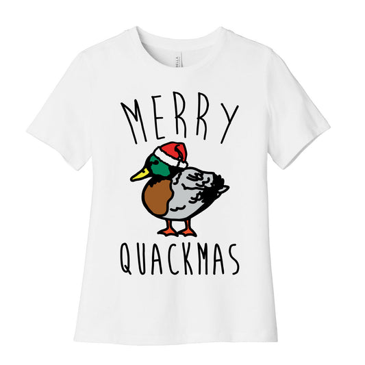Merry Quackmas Duck Christmas Parody Women's Cotton Tee
