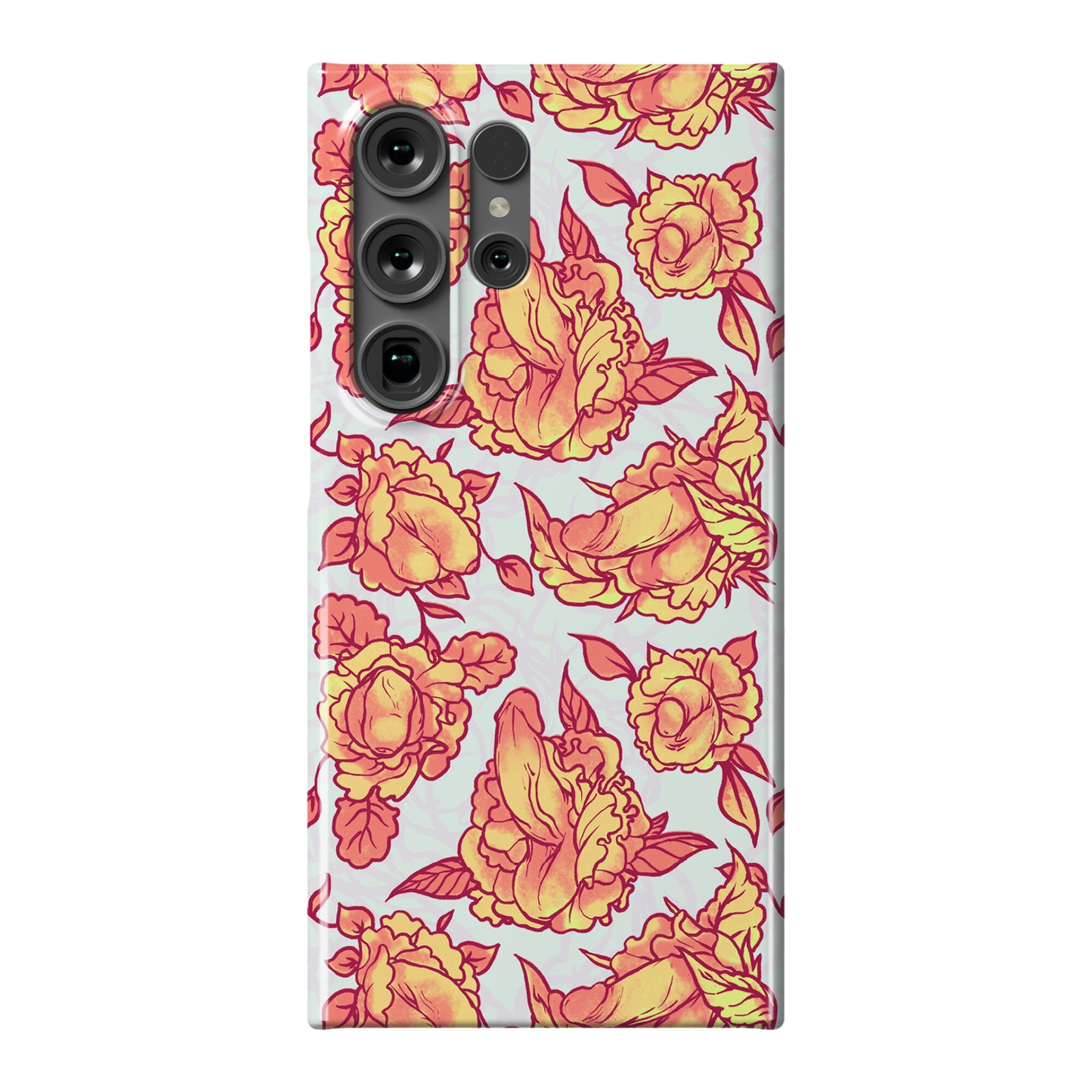 Floral Penis Pattern Orange Phone Case