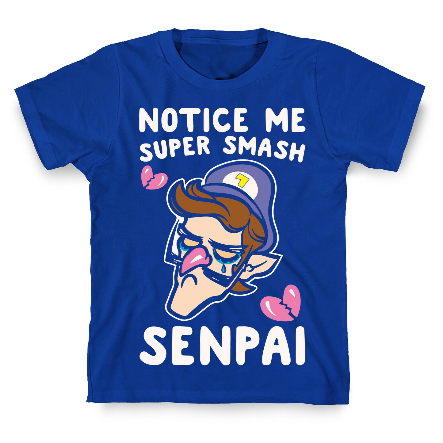Notice Me Super Smash Senpai Parody White Print T-Shirt