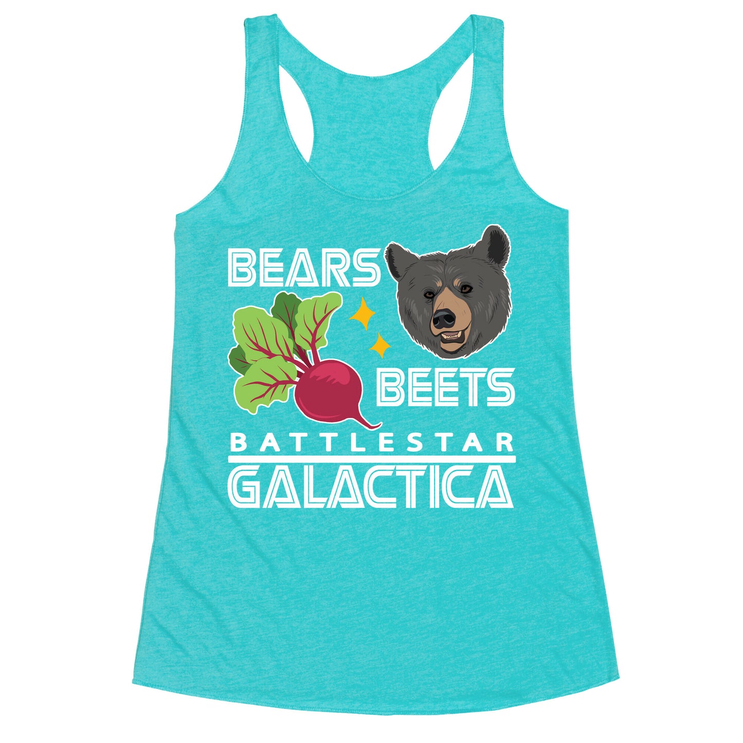 Bears. Beets. Battlestar Galactica. Racerback Tank