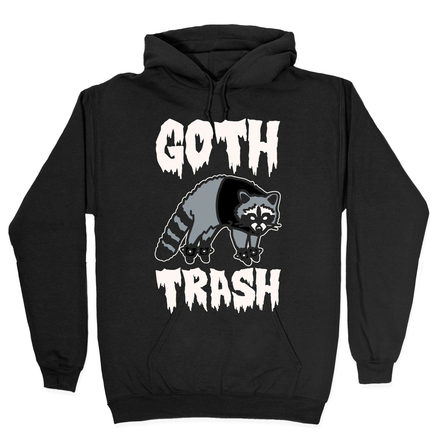 Goth Trash Raccoon White Print Hoodie