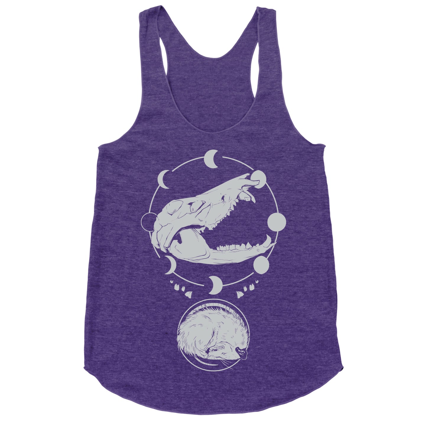 Occult Trash Possum White Print Racerback Tank